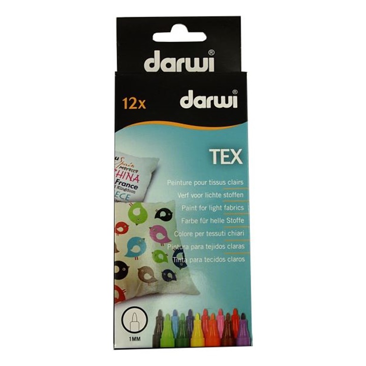 Сет маркери за текстил DARWI TEX 12 x 3mm