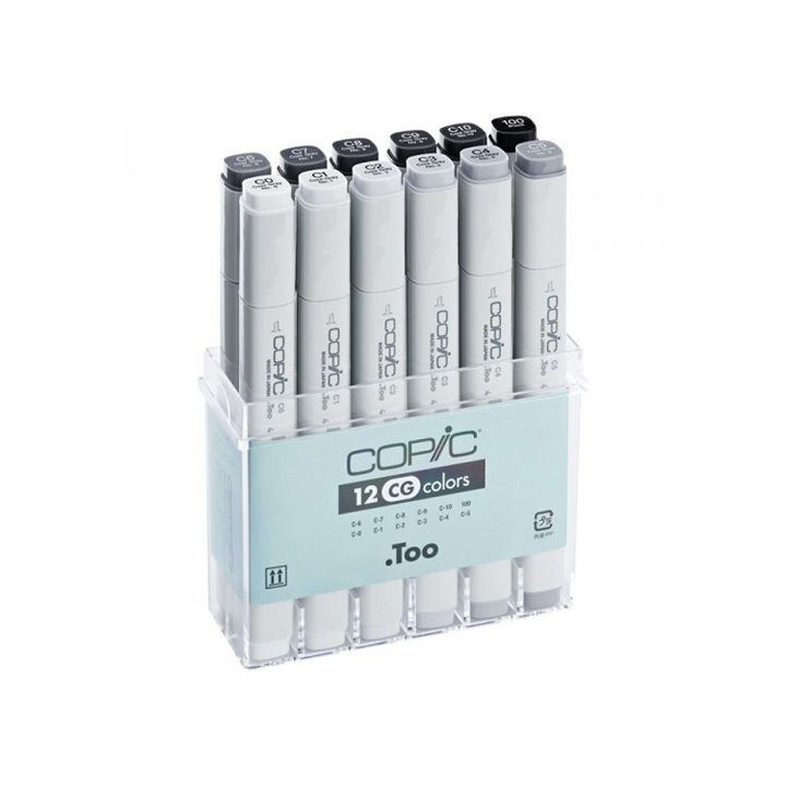 Фломастери COPIC Classic Gray Colours - сет од 12 бр