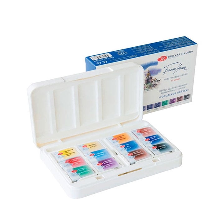 Акварели White Nights Urban Landscape во пластична кутија - 12 парчиња Акварели White Nights Urban Landscape во пластична кутија - 12 парчиња