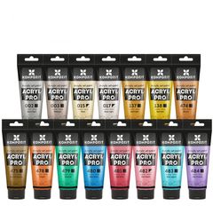 Сет на металик акрилни бои ACRYL PRO Kompozit 15x75 ml