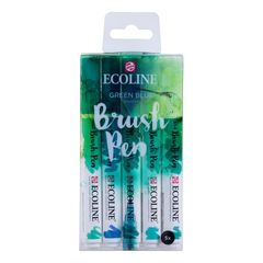 Акварелни пенкала Ecoline Brush Pen Green Blue | Комплет од 5 парчиња