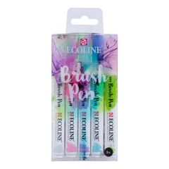 Акварелни пенкала Ecoline Brush Pen Pastel | Комплет од 5 парчиња