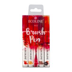 Акварелни пенкала Ecoline Brush Pen Red | Комплет од 5 парчиња