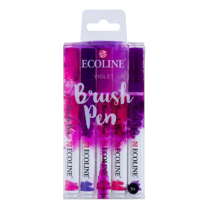 Акварелни пенкала Ecoline Brush Pen Violet  | Комплет од 5 парчиња