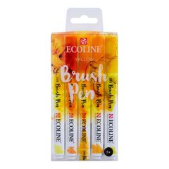 Акварелни пенкала Ecoline Brush Pen Yellow | Комплет од 5 парчиња