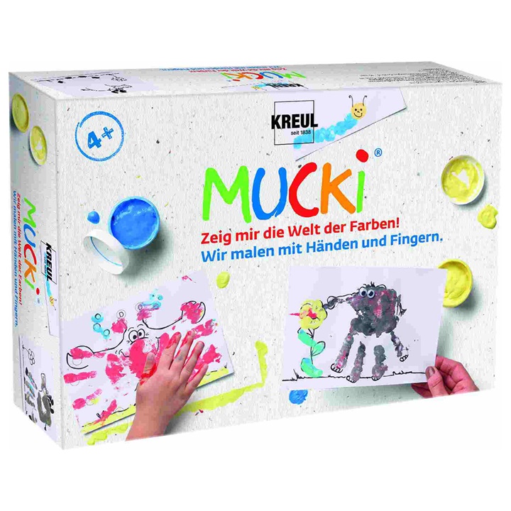 Бои за цртање со прсти MUCKI - Да сликаме со раце и прсти