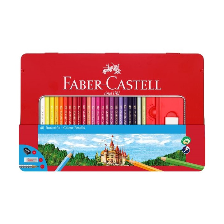 Боички Faber-Castell сет од 48 боички во плех со прозорче