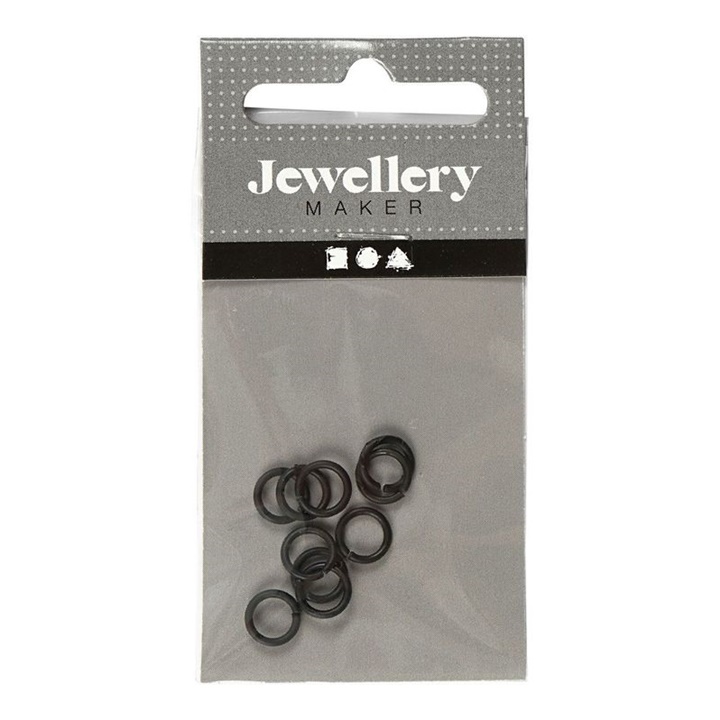 Црни поврзувачки прстени 7 mm x 1 mm - 50 парчиња