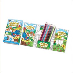 Детски сет за боење за патување со 2 книги и 12 моливи 