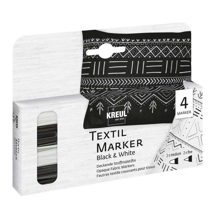 Фломастери за текстил Black and White KREUL