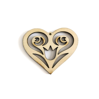 Дрвен полу-готов производ за производство на накит - украс срце 2
