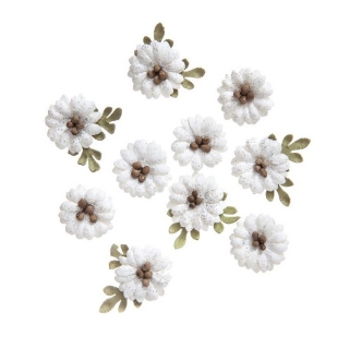 Хартиени цвеќиња бели Shabby Chic - сет 10 парчиња