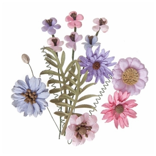 Хартиени цвеќиња Pink & Lavender - сет 12 парчиња