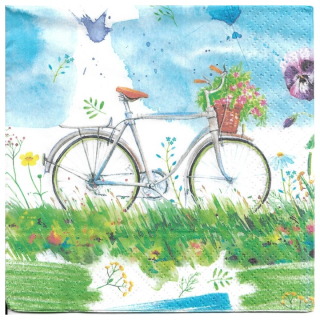 Салфетки за декупаж Watercolour Bicycle - 1 парче