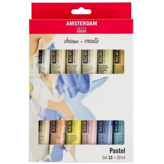 Сет акрилни бои AMSTERDAM dream and create Pastel 12 x 20 ml