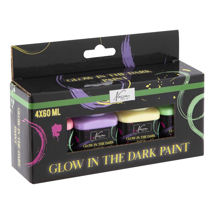 Glow in the Dark Acrylic Paint Set Nassau 4 x 60 ml