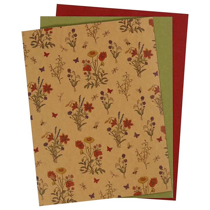 Хартија од вештачка кожа Flowers - 3 листови, 1 пакување
