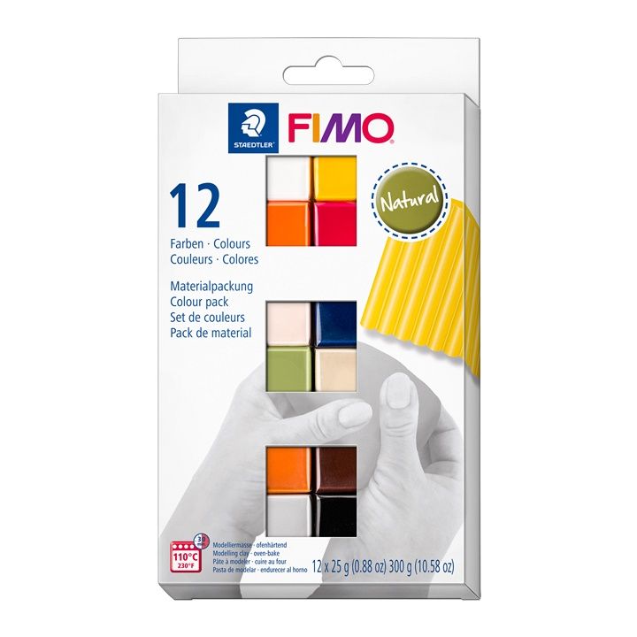 Комплет FIMO мека полимерна глина, природни бои 12x25g