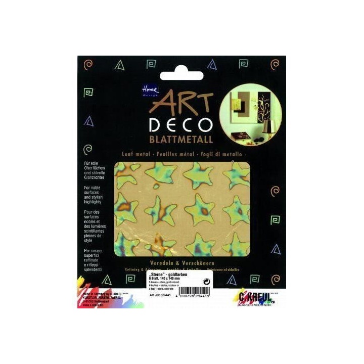 KREUL златни украсни фолија ѕвезди 140 x 140 mm 6 парчиња