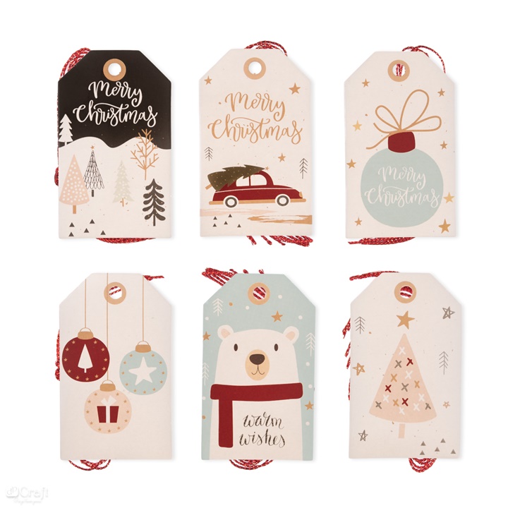 Новогодишни етикети задекорација 24 пар  | Christmas pastels