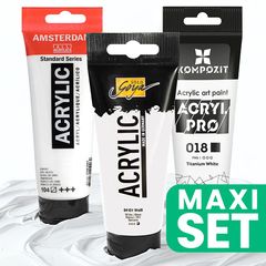 Предностен сет од 3 акрилни бели бои