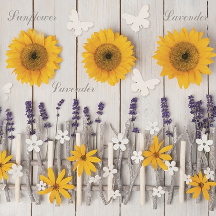 Салфетки за декупаж Lavender and Sunflower Composition - 1 парче