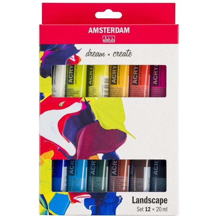Сет акрилни бои AMSTERDAM dream and create Landscape 12 x 20 ml