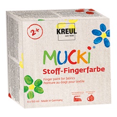 Сет бои за цртање со прсти на текстил MUCKI 4 x 150 ml