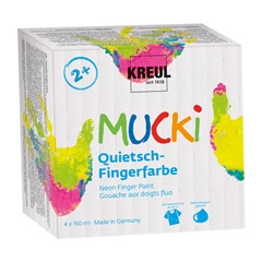 Сет бои за цртање со прсти на текстил MUCKI неон нијанси 4 x 150 ml