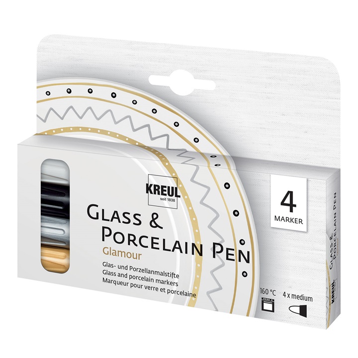 Сет фломастери за стакло и порцелан KREUL Glamour - 4 парчиња