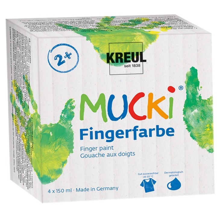 Сет светкави бои за цртање со прсти MUCKI - KREUL - сет 4 x 150 ml
